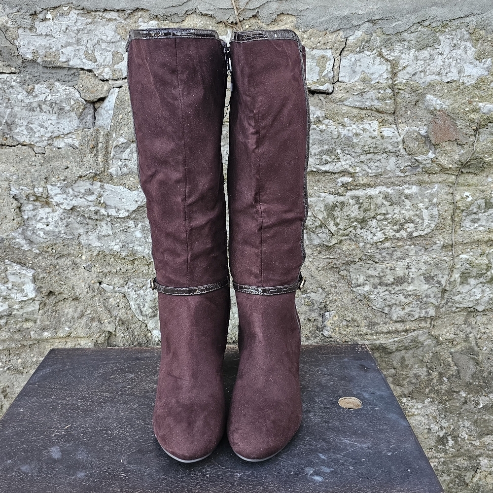 Women's Size 10 Elegant Maroon Brown Knee-High Boots‎ Karen Scott - Picture 4 of 11